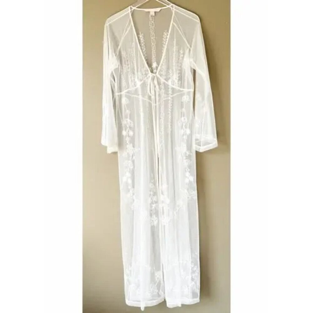 Victoria's Secret White Sheer Lace Robe